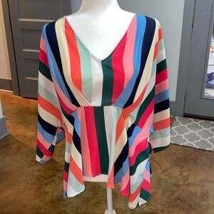 Peach Love California Multicolor Striped Blouse
